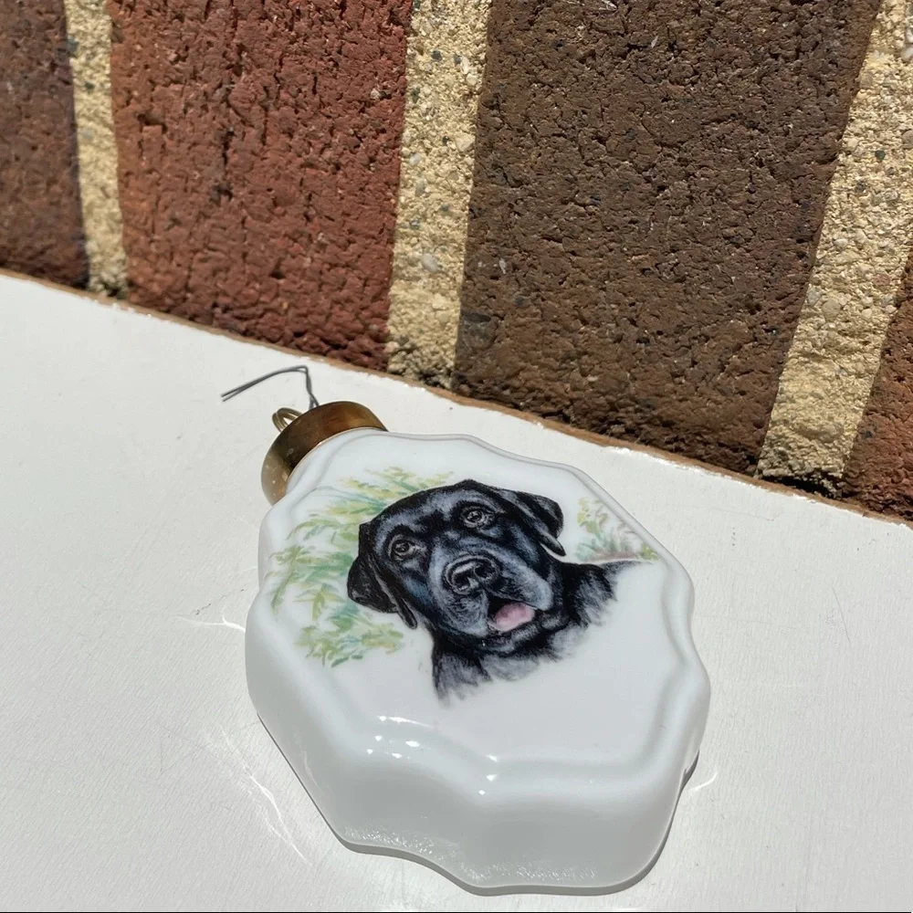 Vintage Black‎ Lab Porcelain Christmas Ornament